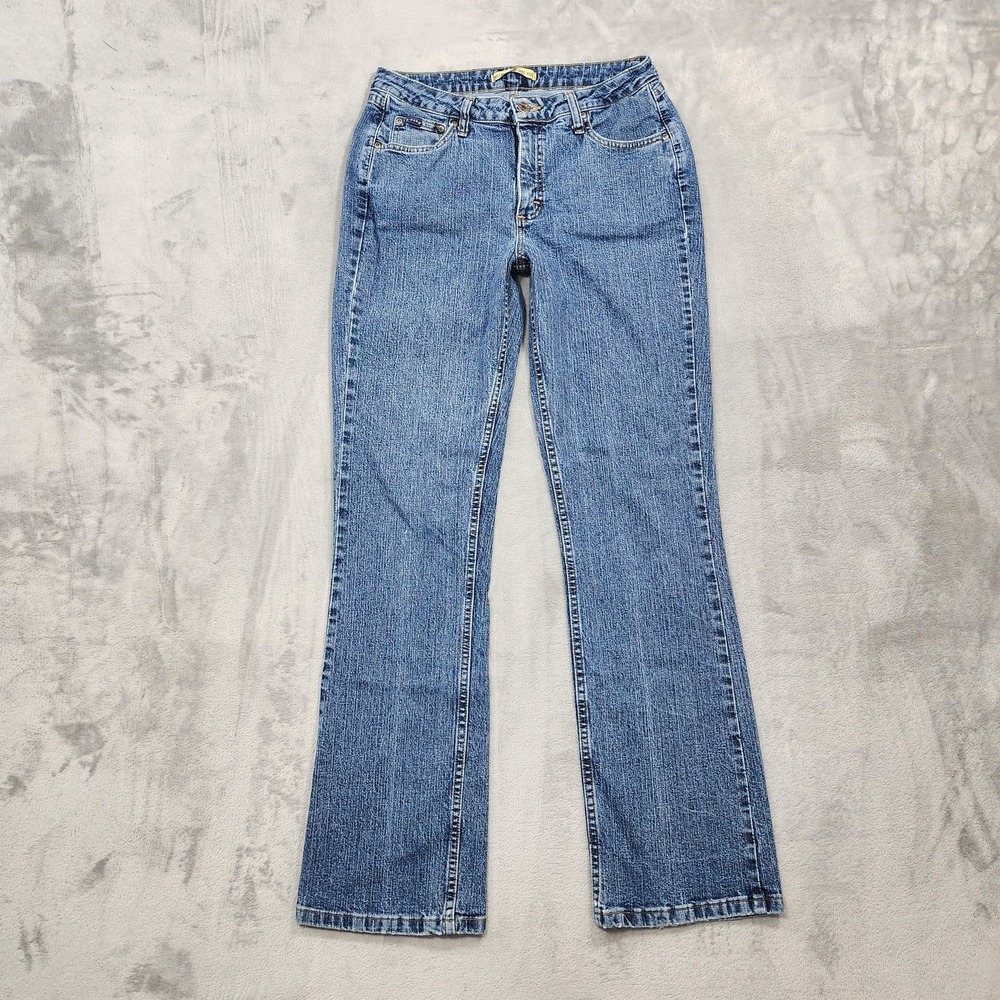 Lee Jeans Womens 12/32 Blue Mid Rise Bootcut Instantly Slims You Stretch Denim